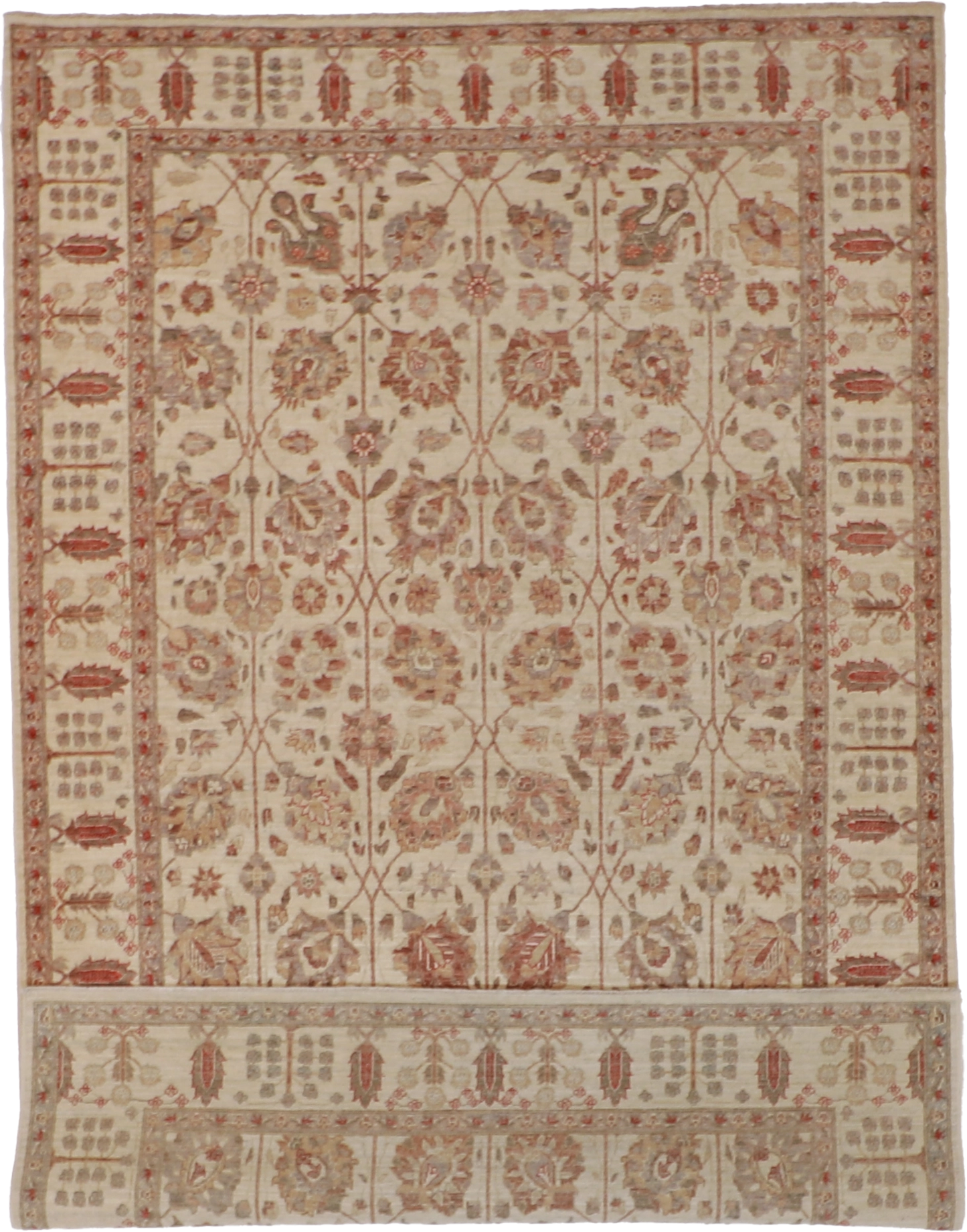W 8.2 L 10.1 Mahal 100% Wool Hand-Woven All-Over Design - 57439