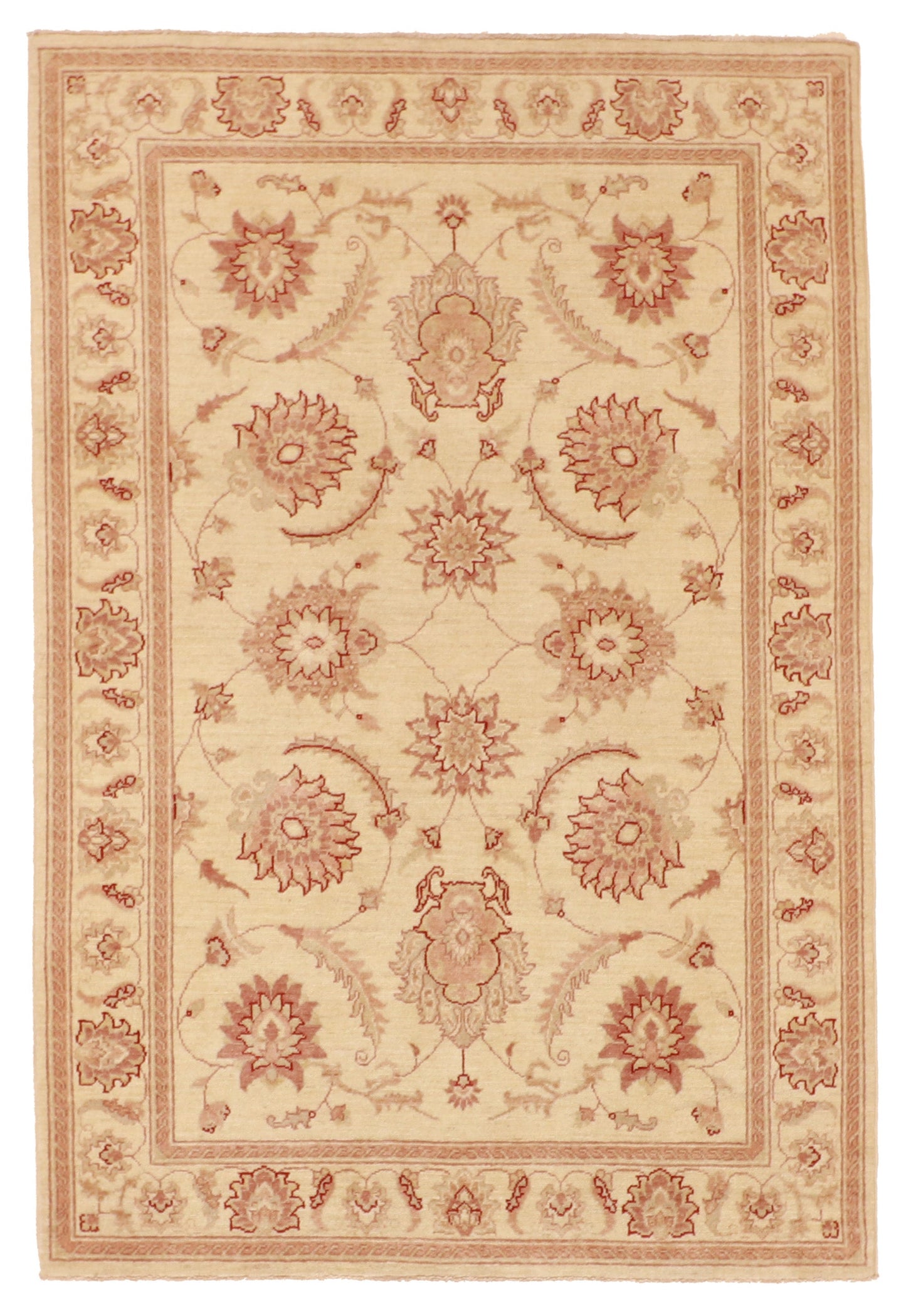 4x6 - Qum Wool All Over Rectangle - Hand Knotted Rug