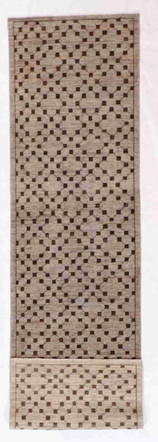 W 2.8 - L 10.3 - Modern Fine All Over Rectangle - Finest Hand-Knotted Quality Wool - 57578