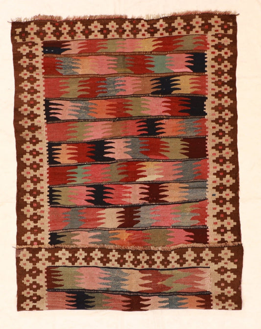 4x6 - Kilim Antique/Wool Geometric Rectangle - Hand Knotted Rug