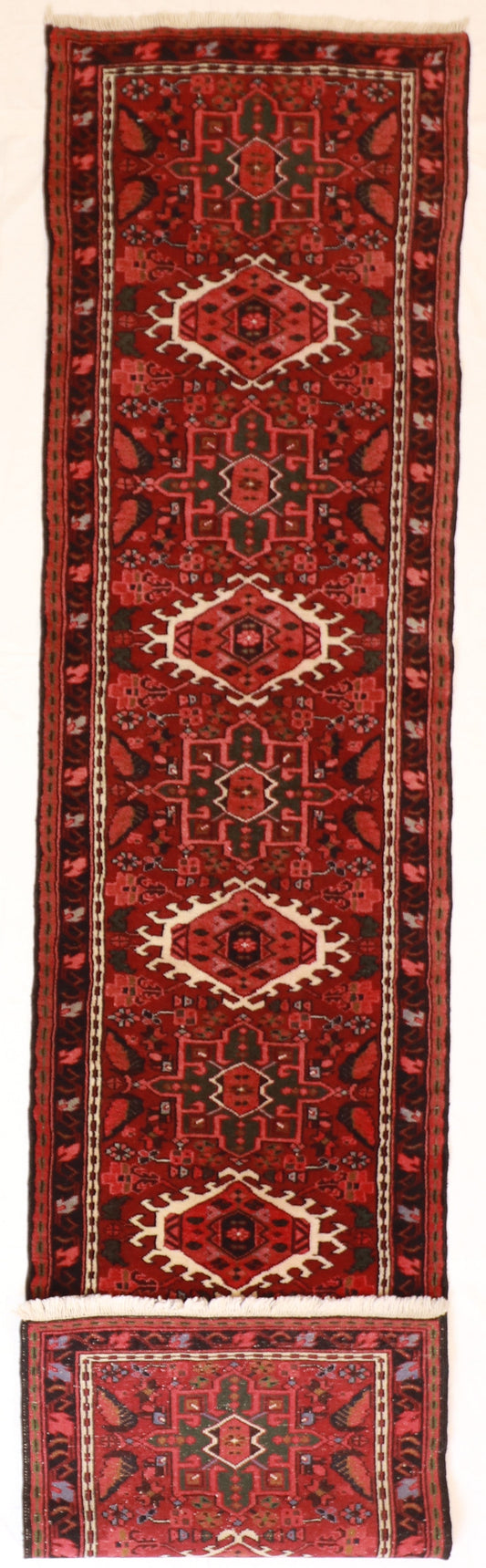 Runner - Karajeh Fine Geometric Rectangle - Hand Knotted Rug — 57807