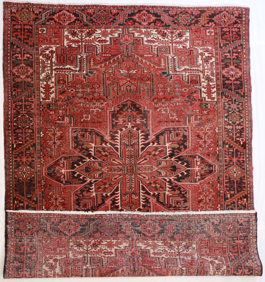 9 x12 - Heriz Wool Geometric Rectangle - Hand Knotted Rug — 57813