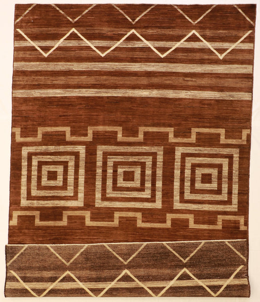 6x9 - Modern Wool All Over Rectangle - Hand Knotted Rug — 58029