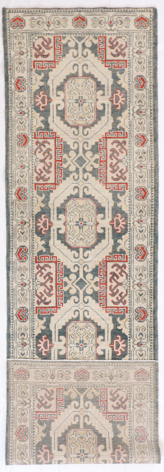 Runner - Kurdish Fine All Over Rectangle - Hand Knotted Rug — 58260