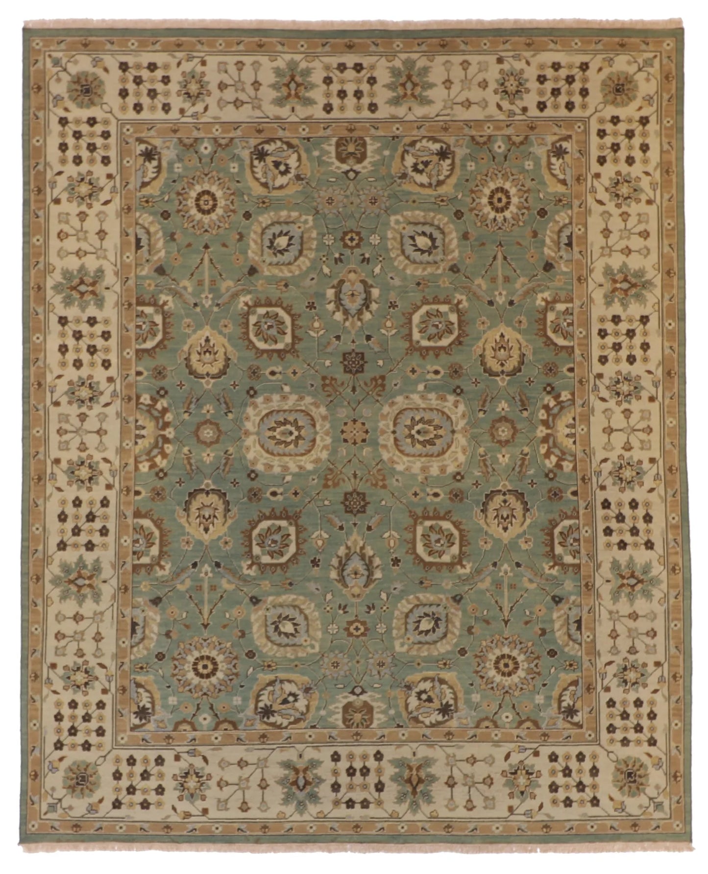 W 8 L 10 Mahal 100% Wool Handmade All Over Design - 58418