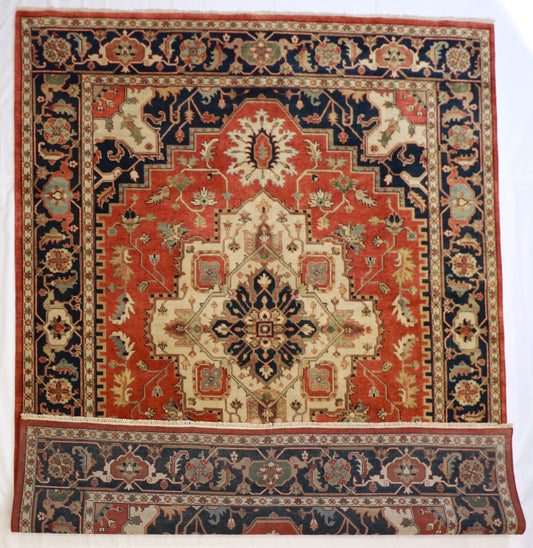 9 x12 - Heriz Fine/Wool Geometric Rectangle - Hand Knotted Rug — 58971