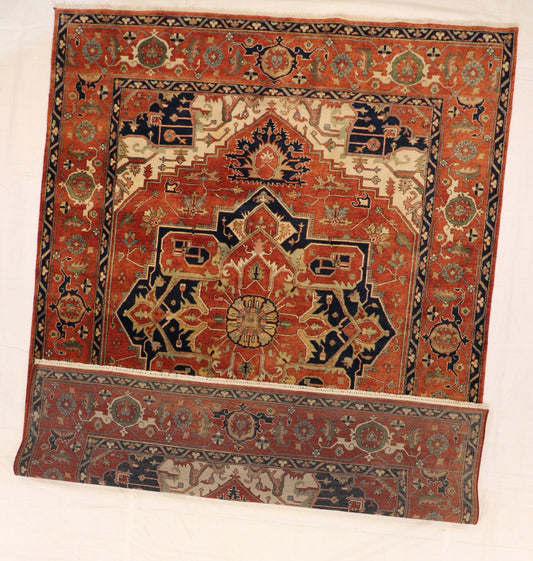 9x12 - Serapie Fine/Wool Geometric Rectangle - Hand Knotted Rug