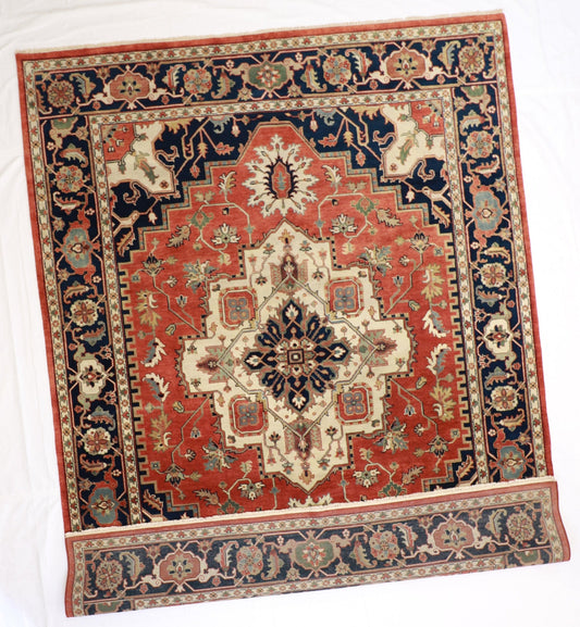 9x12 - Serapie Fine/Wool Geometric Rectangle - Hand Knotted Rug