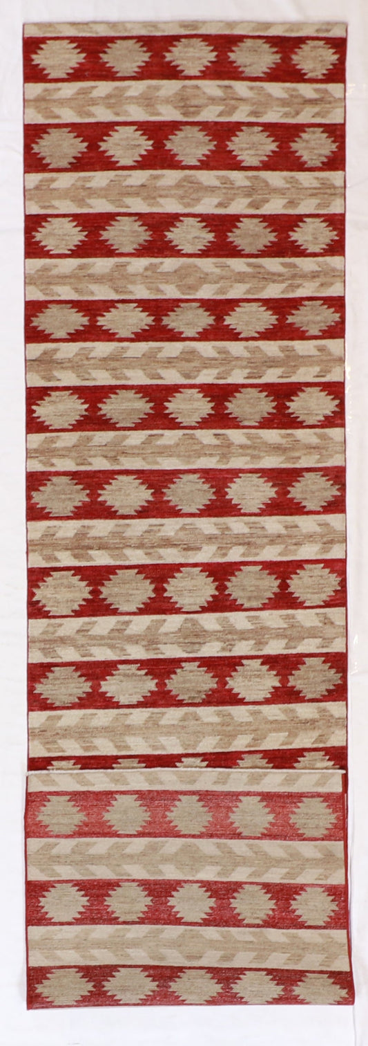 W 3.2 L 12.1 Navajo Runner 100% Wool Hand-Woven All Over Design - 59578