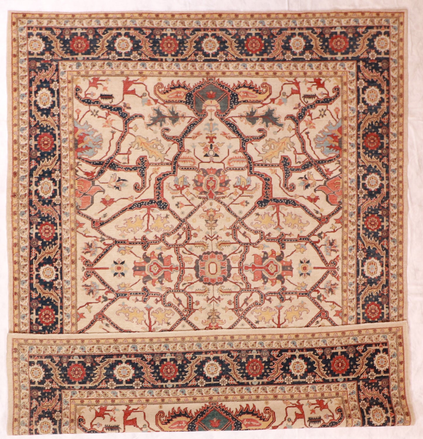 W 8.10 L 11.8 Bakshiesh 100% Wool Hand-Woven All Over Design - 59664