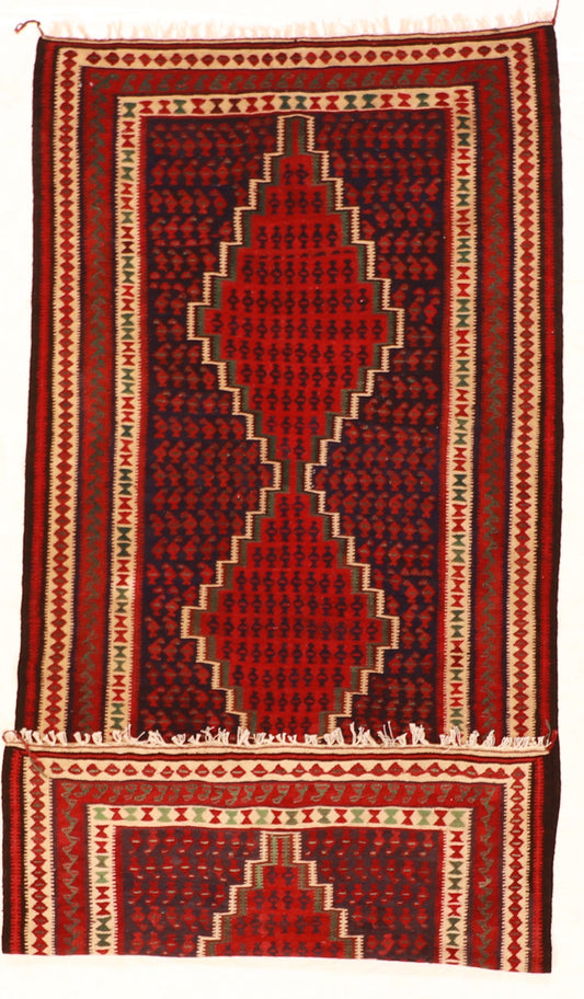 4.7 x 9.9 Wide Runner - Kilim Fine/Wool All Over Rectangle - Hand Knotted Rug — 59780