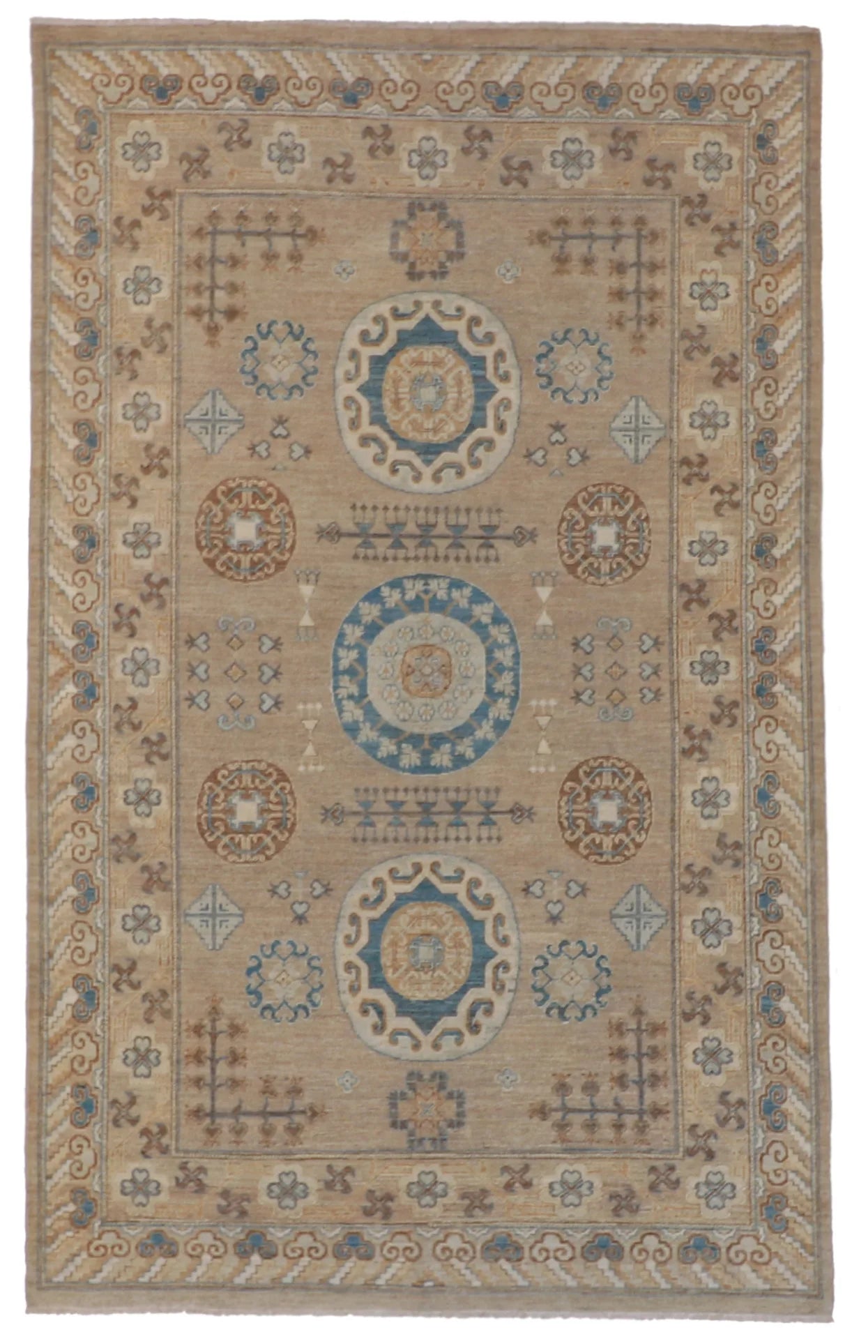 W 5.11 L 9.6 Khotan 100% Wool Handmade All Over Design - 59893