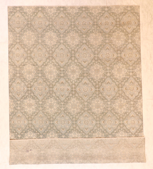 W 8.11 L 12.4 Modern Wool And Silk Blend Hand-Woven Floral Design - 59901