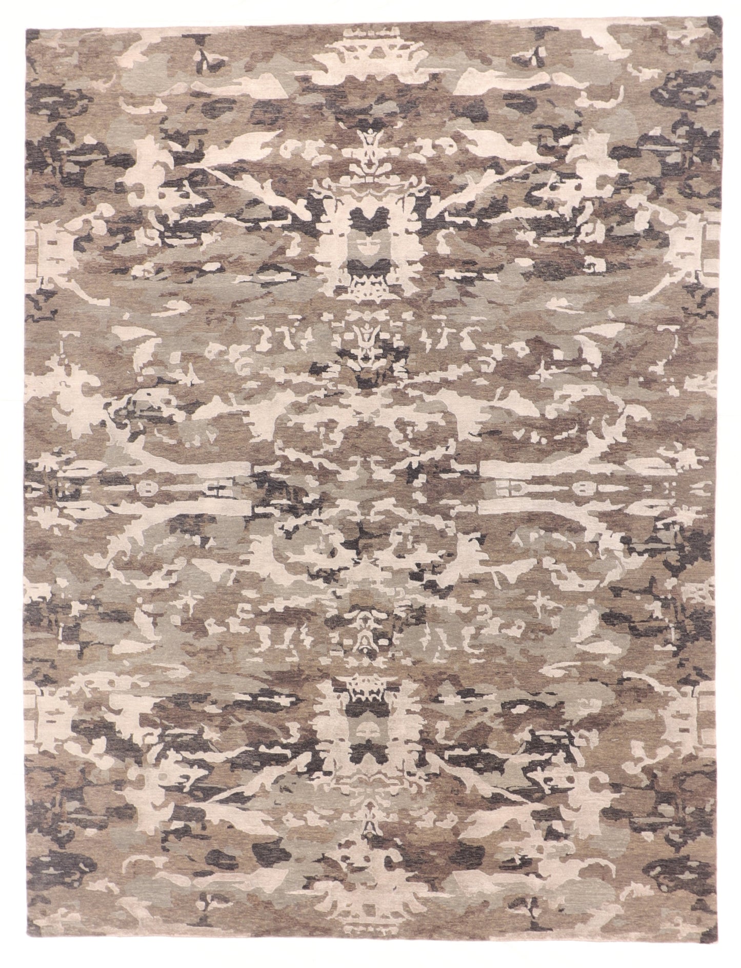 9x12 - Modern Wool/Silk All Over Rectangle - Hand Knotted Rug