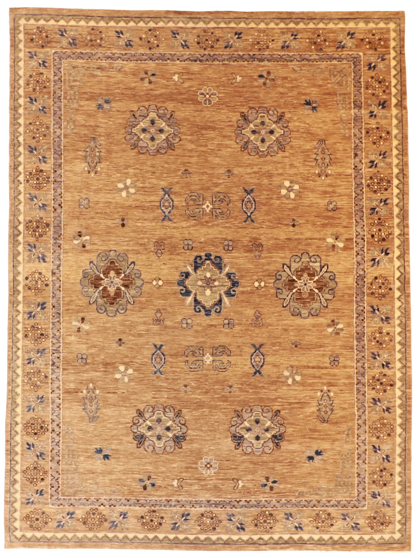 W 9.10 - L 13.3 - Mahal Wool Traditional Rectangle - Finest Hand-Knotted Quality Wool - 60102