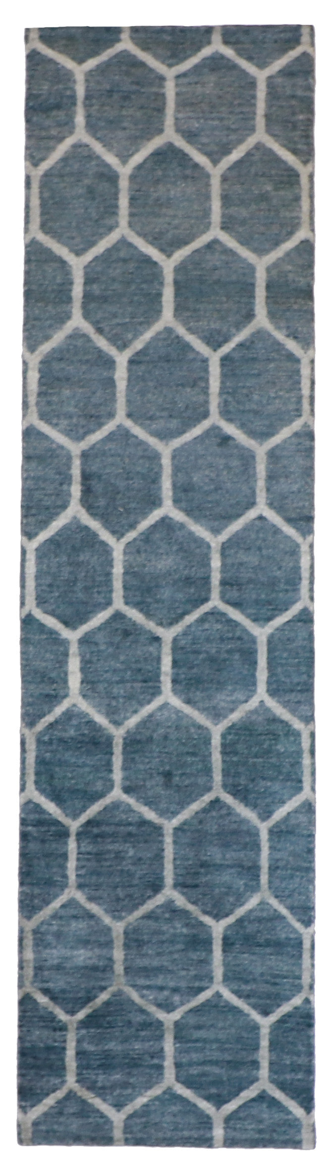 W 2.7 L 9.10 Modern Runner Wool And Silk Blend Hand-Woven All Over Design - 60289