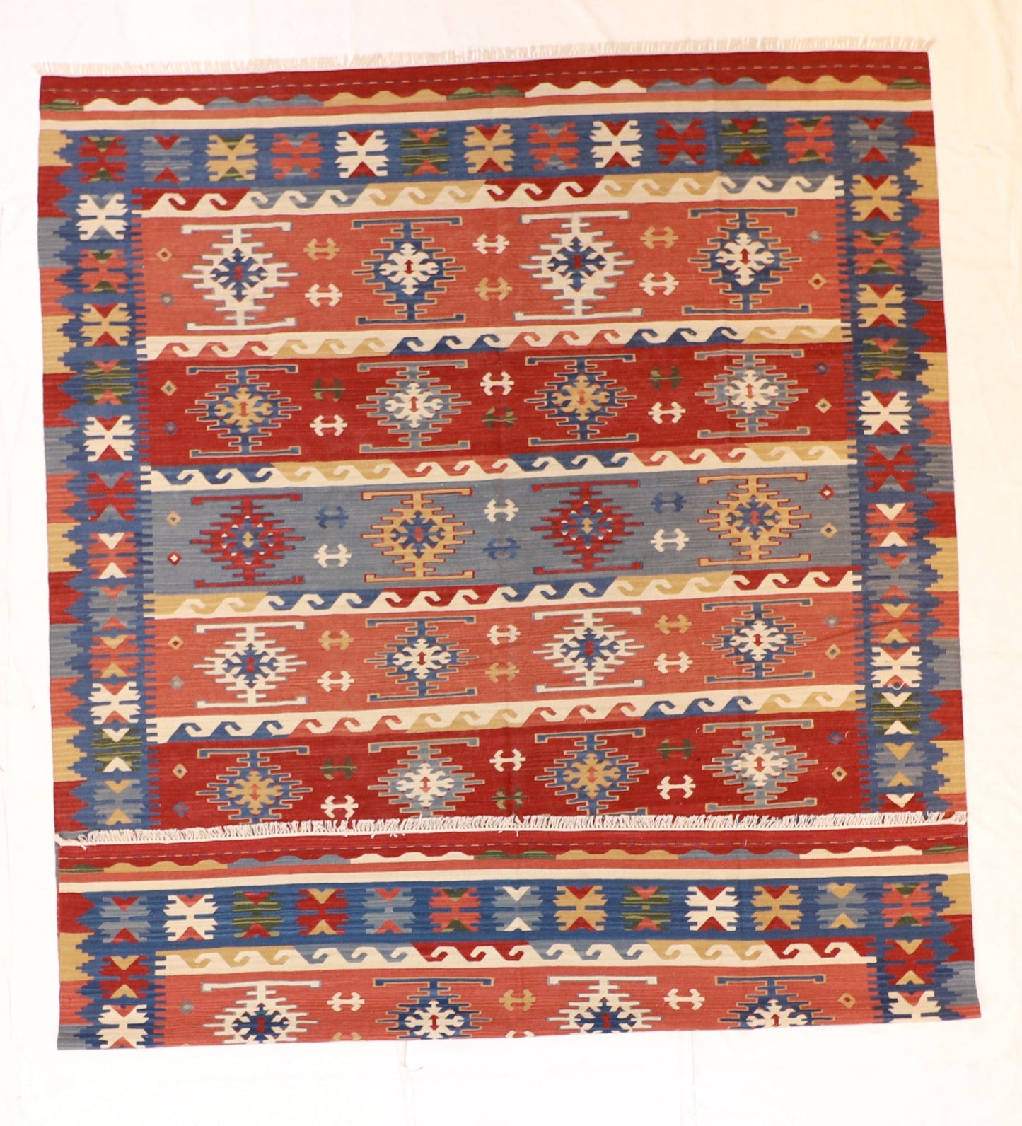9x12 - Kilim Fine/Wool Geometric Rectangle - Hand Knotted Rug