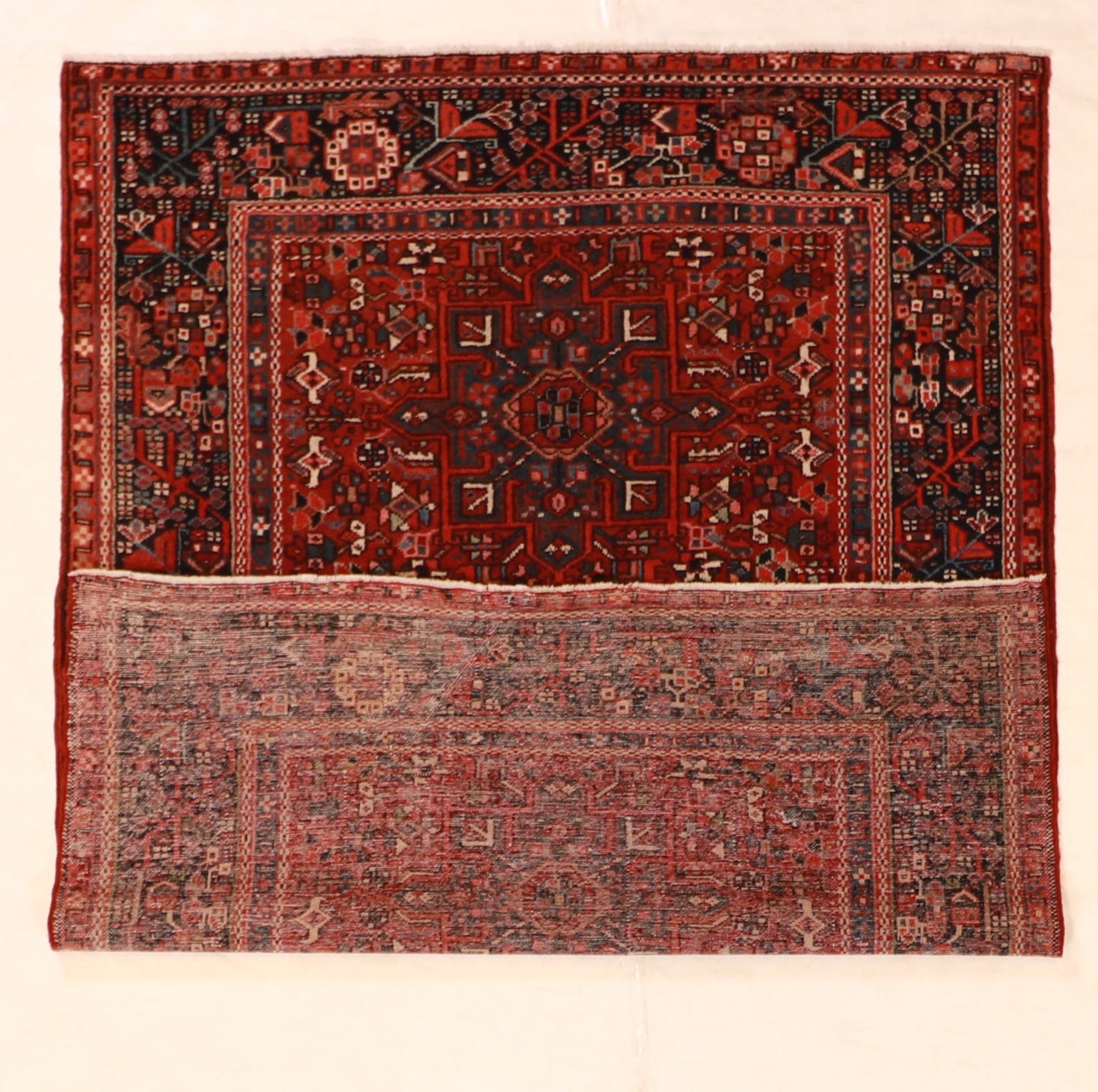 5x7 - Karajeh Antique/Wool Geometric Rectangle - Hand Knotted Rug