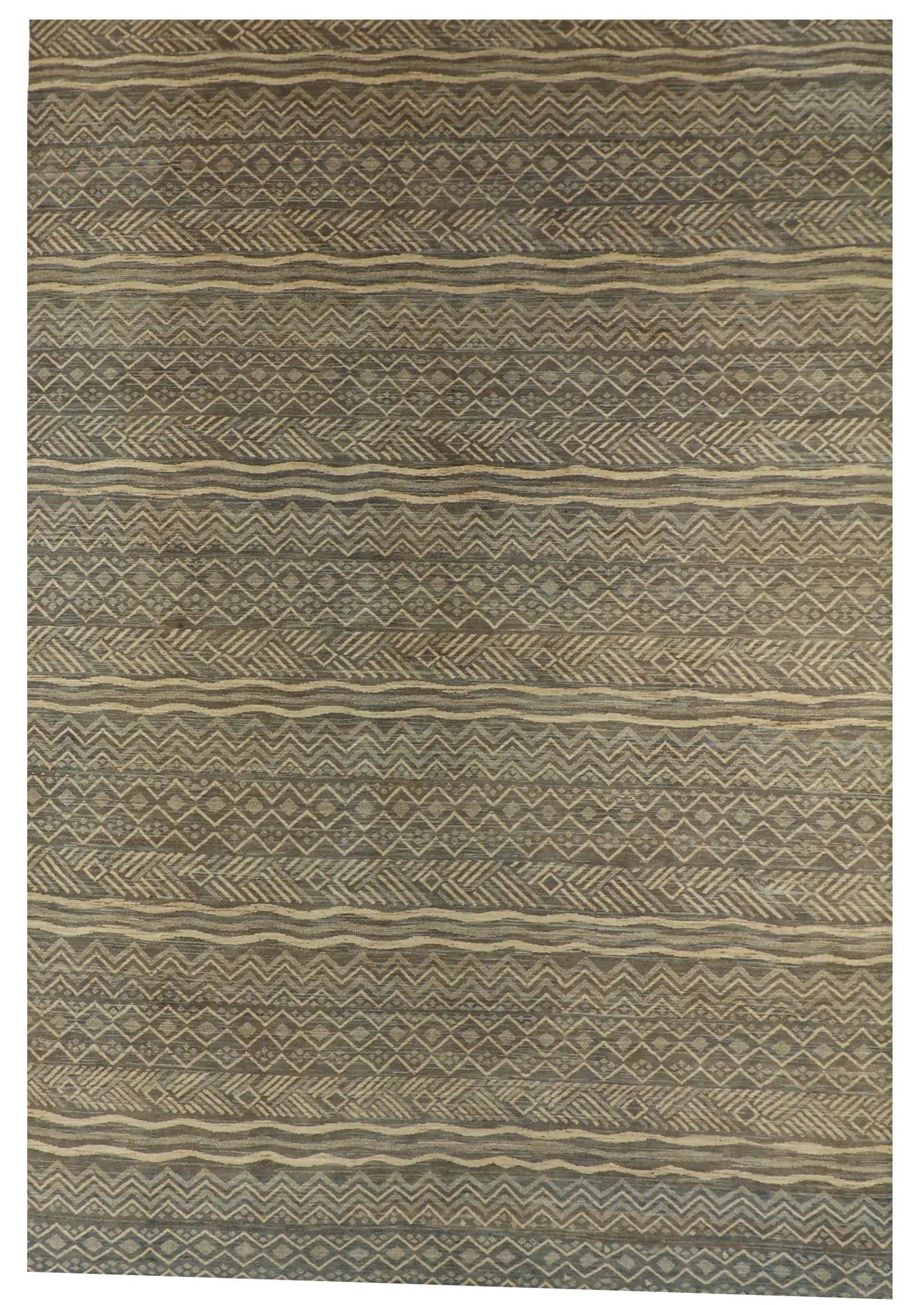 W 9.9 - L 14.2 - Mountain Modern Wool Western Rectangle - Finest Hand-Knotted Quality Wool - 60921