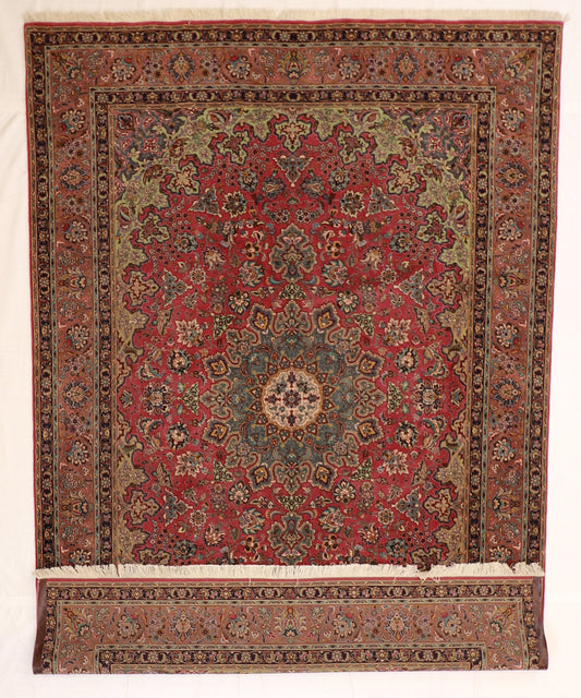 7x10 - Tabriz Fine/Silk/Wool Floral Rectangle - Hand Knotted Rug