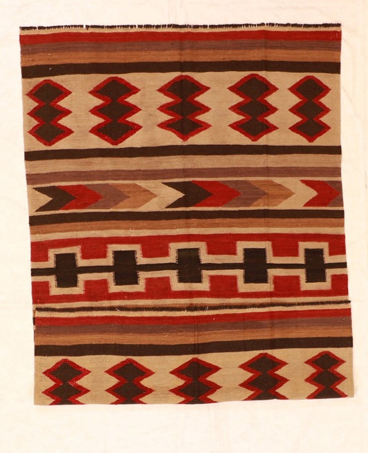 5x7 - Kilim Fine/Wool Geometric Rectangle - Hand Knotted Rug