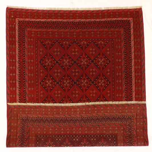 W 4.11 L 6.6 Kilim Baluch 100% Wool Handmade Geometric Design - 61303