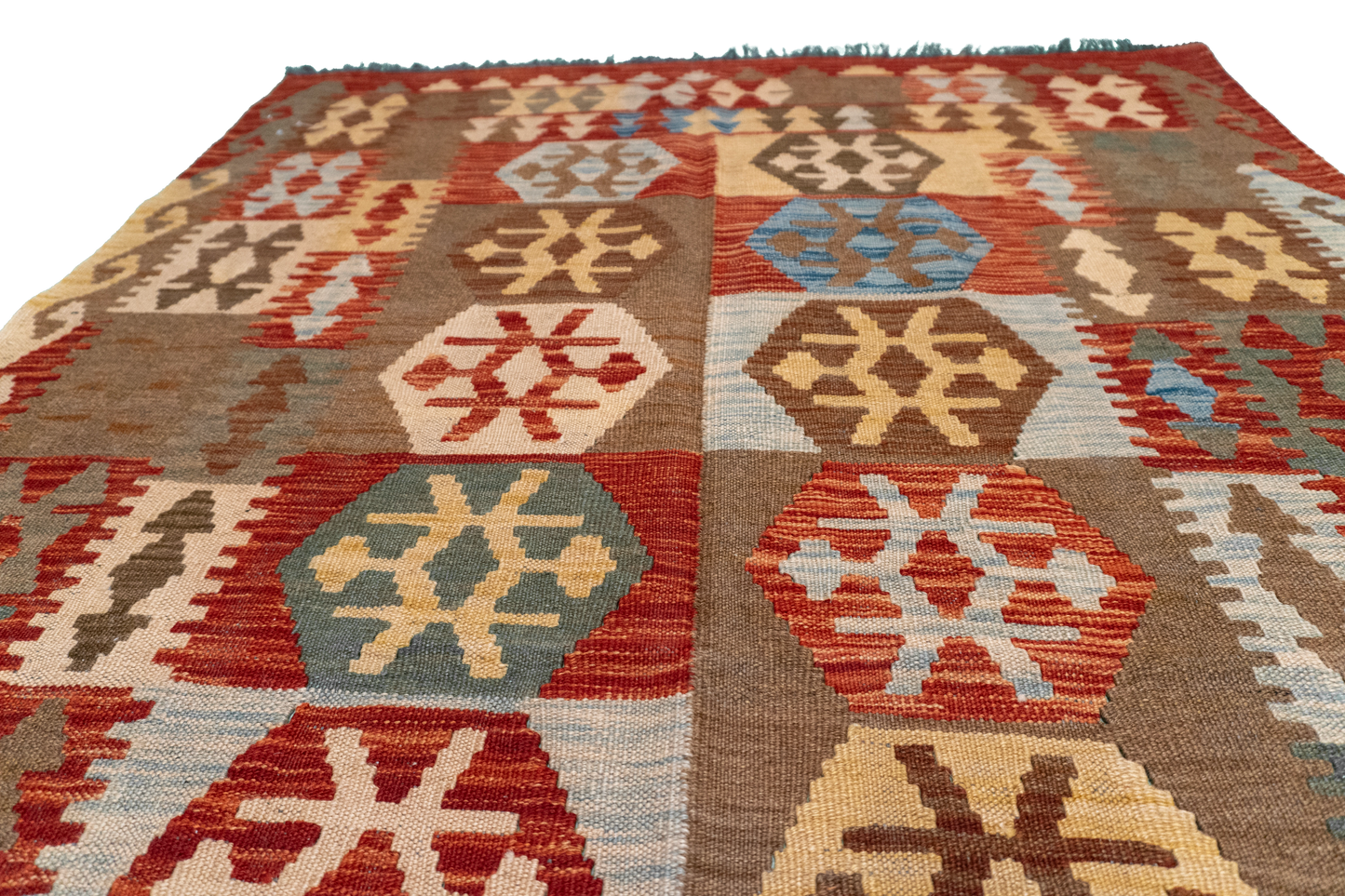 W 4 L 6.4 Kilim 100% Wool Hand-Woven All-Over Design - 61383