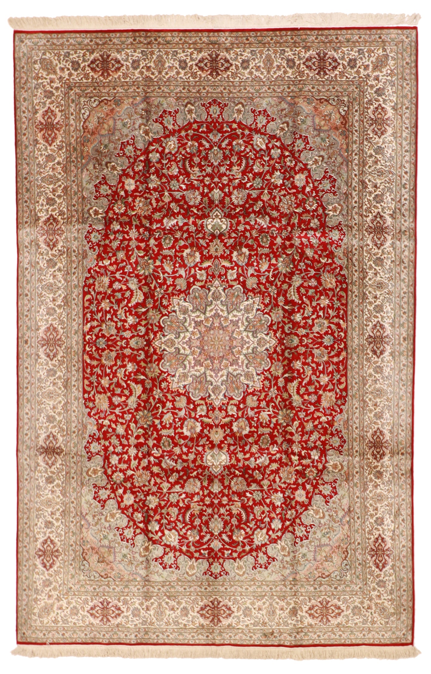 W 6 L 9.2 Tabriz Wool And Silk Blend Handmade All Over Design - 61960