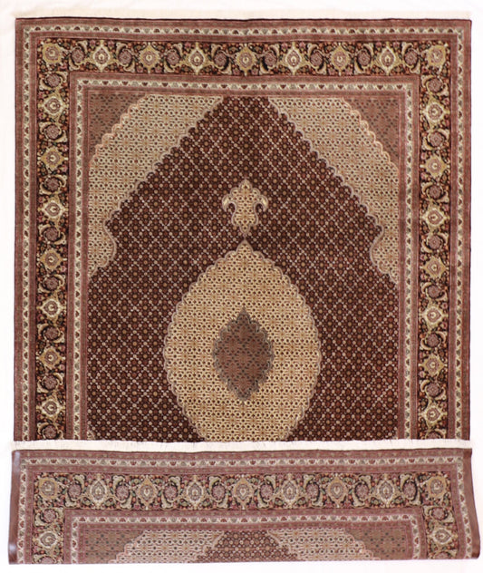 7x10 - Tabriz Silk/Wool Mahie Medallion Rectangle - Hand Knotted Rug — 62463