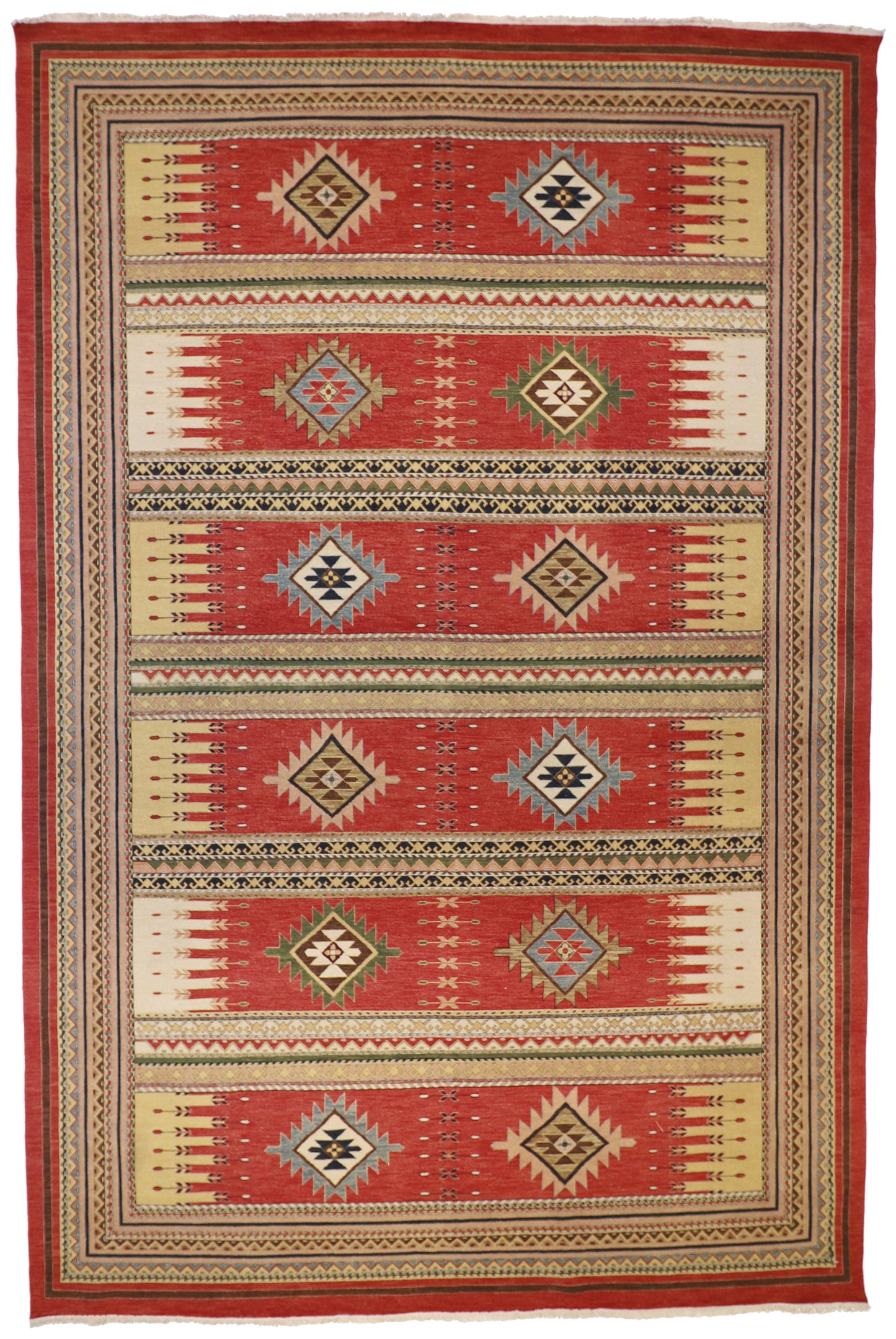 10x14 - Heriz Fine/Wool Geometric Rectangle - Hand Knotted Rug