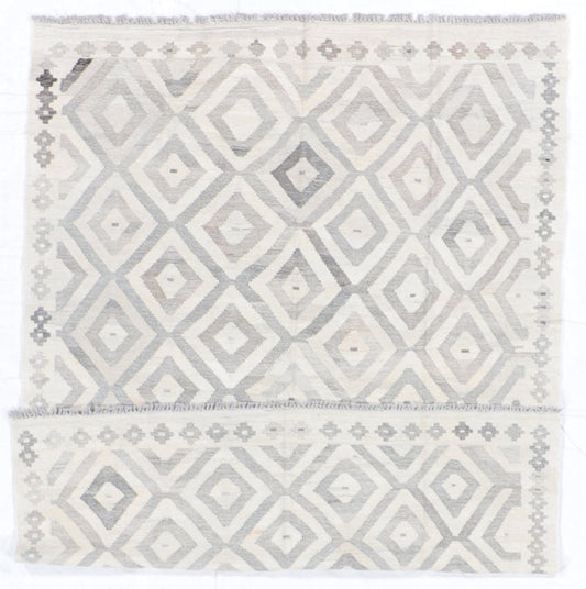 5x7 - Kilim Fine/Wool Geometric Rectangle - Hand Knotted Rug