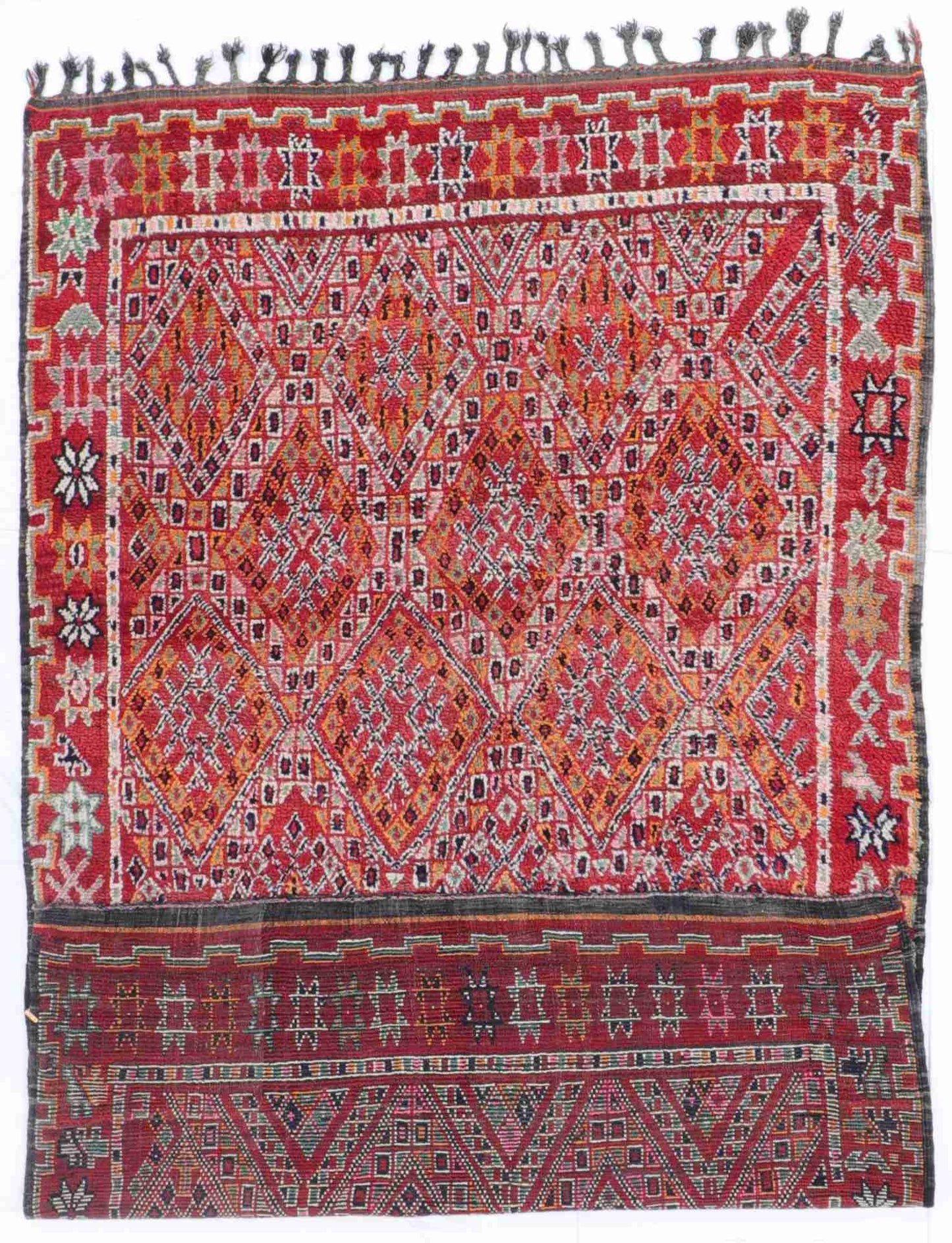 W 6.7 - L 10 - Morrocan Fine/Wool All Over Rectangle - Finest Hand-Knotted Quality Wool - 63449