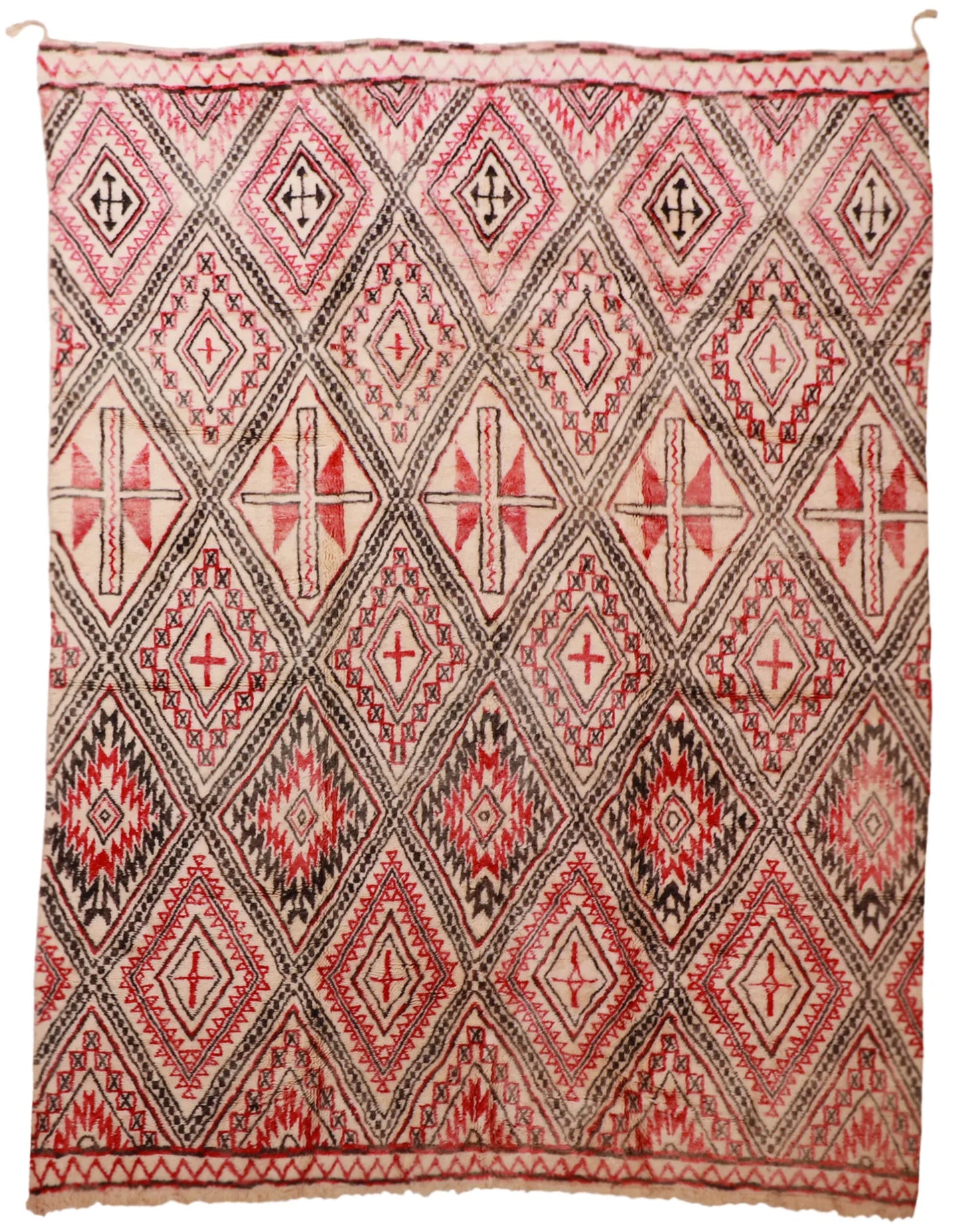 W 9.10 - L 12.7 - Moroccan Fine/Wool All Over Rectangle - Finest Hand-Knotted Quality Wool - 63450