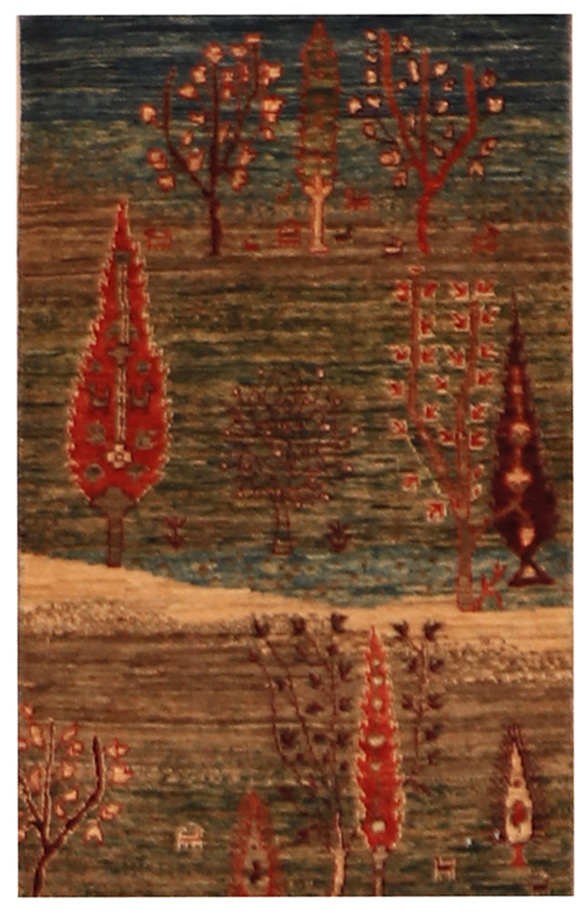 W 2 L 3 Gabbeh 100% Wool Handmade All Over Design - 63562