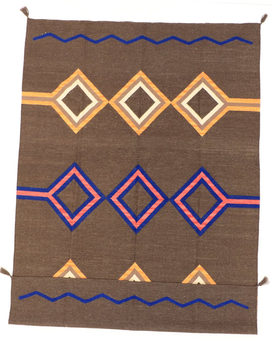 W 6.1 L 8.11 Kilim 100% Wool Hand-Woven Navajo Design - 63584