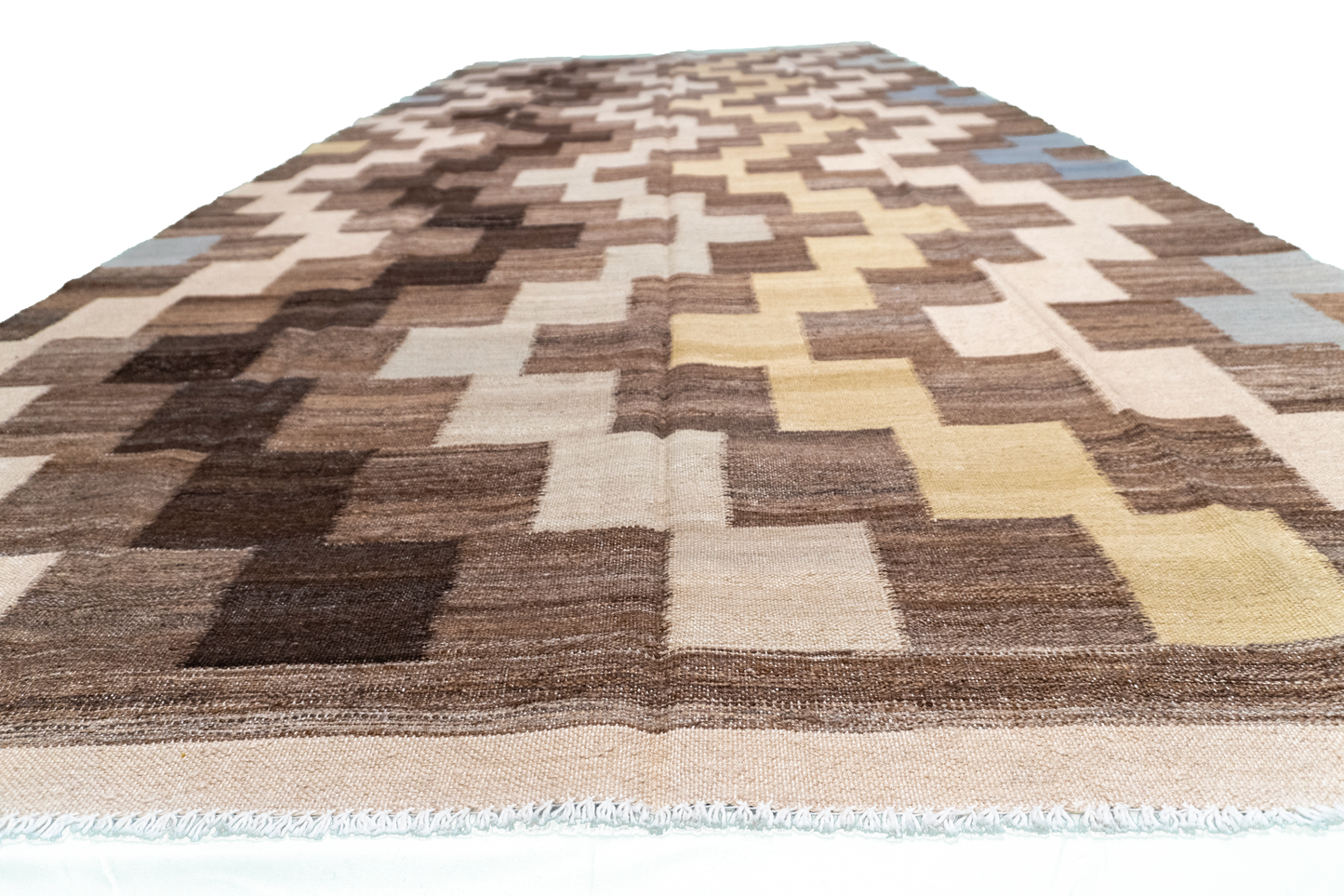 W 6 L 12.11 Kilim 100% Wool Hand-Woven Modern Design - 63670