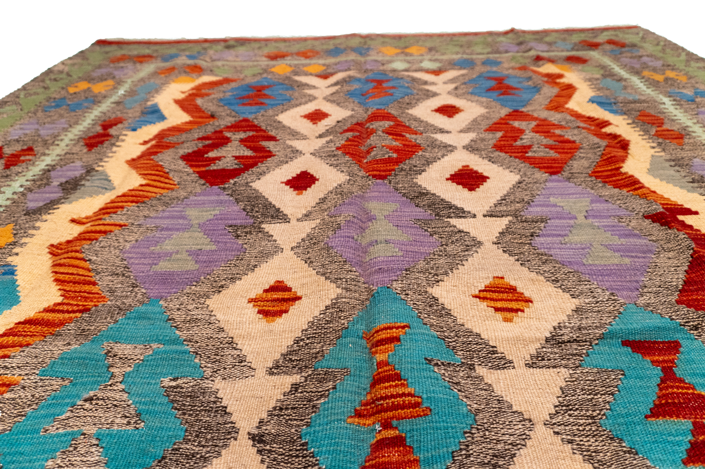 W 5.9 L 7.8 Kilim 100% Wool Hand-Woven All-Over Design - 63692