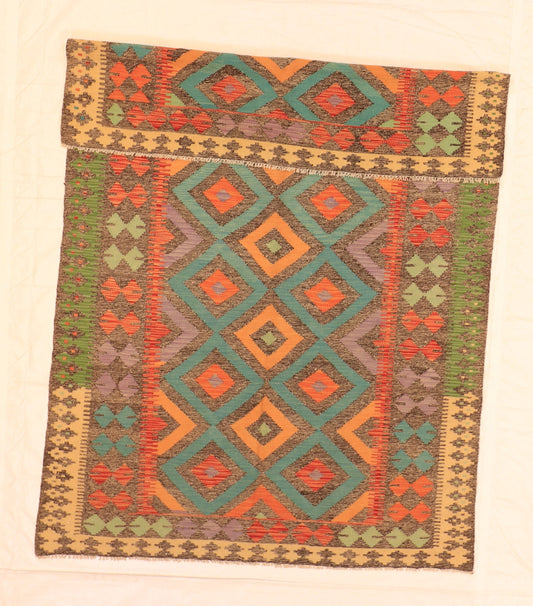 6x9 - Kilim Fine/Wool Geometric Rectangle - Hand Knotted Rug