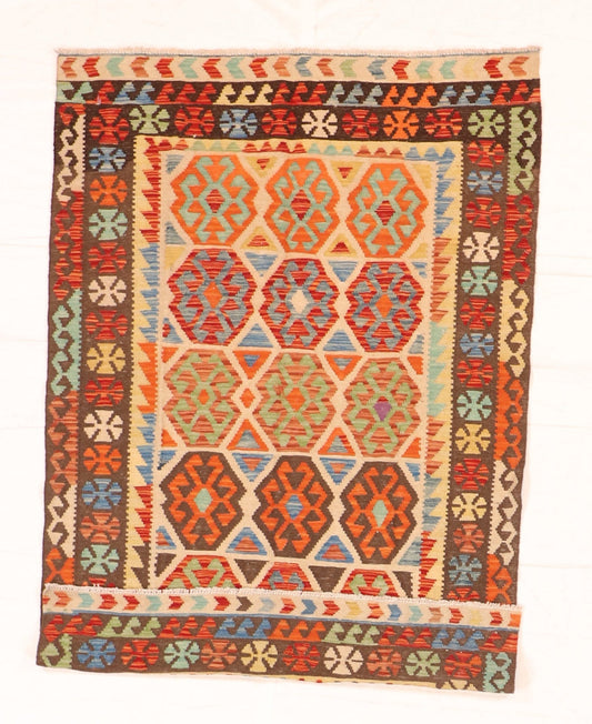 4x6 - Kilim Fine Wool All Over Rectangle - Hand Knotted Rug