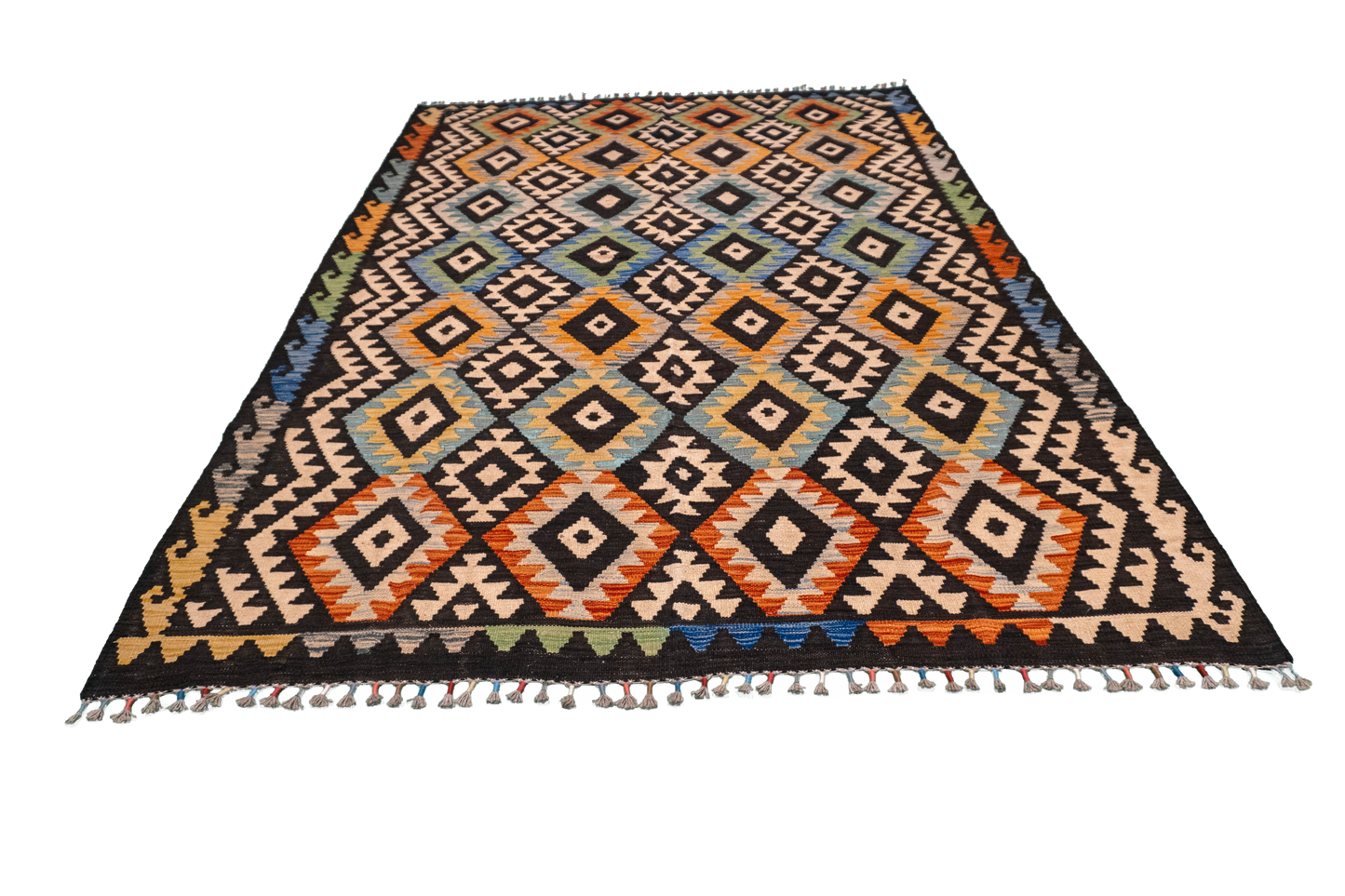 W 5.8 L 8.1 Kilim 100% Wool Hand-Woven All-Over Design - 63753