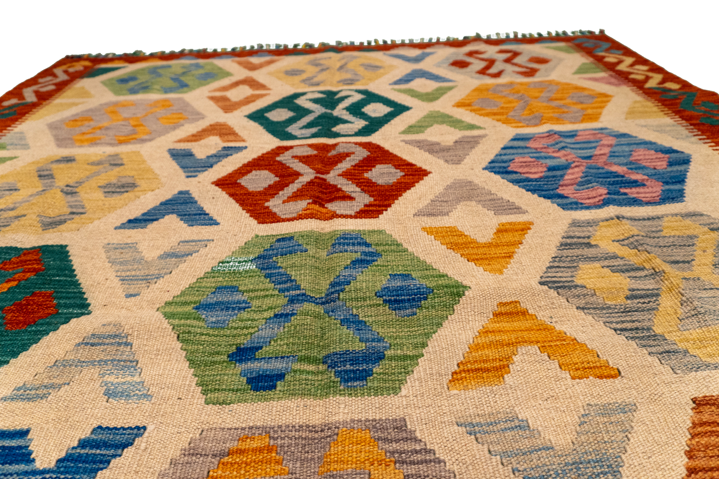 W 5.7 L 7.8 Kilim 100% Wool Hand-Woven All-Over Design - 63766