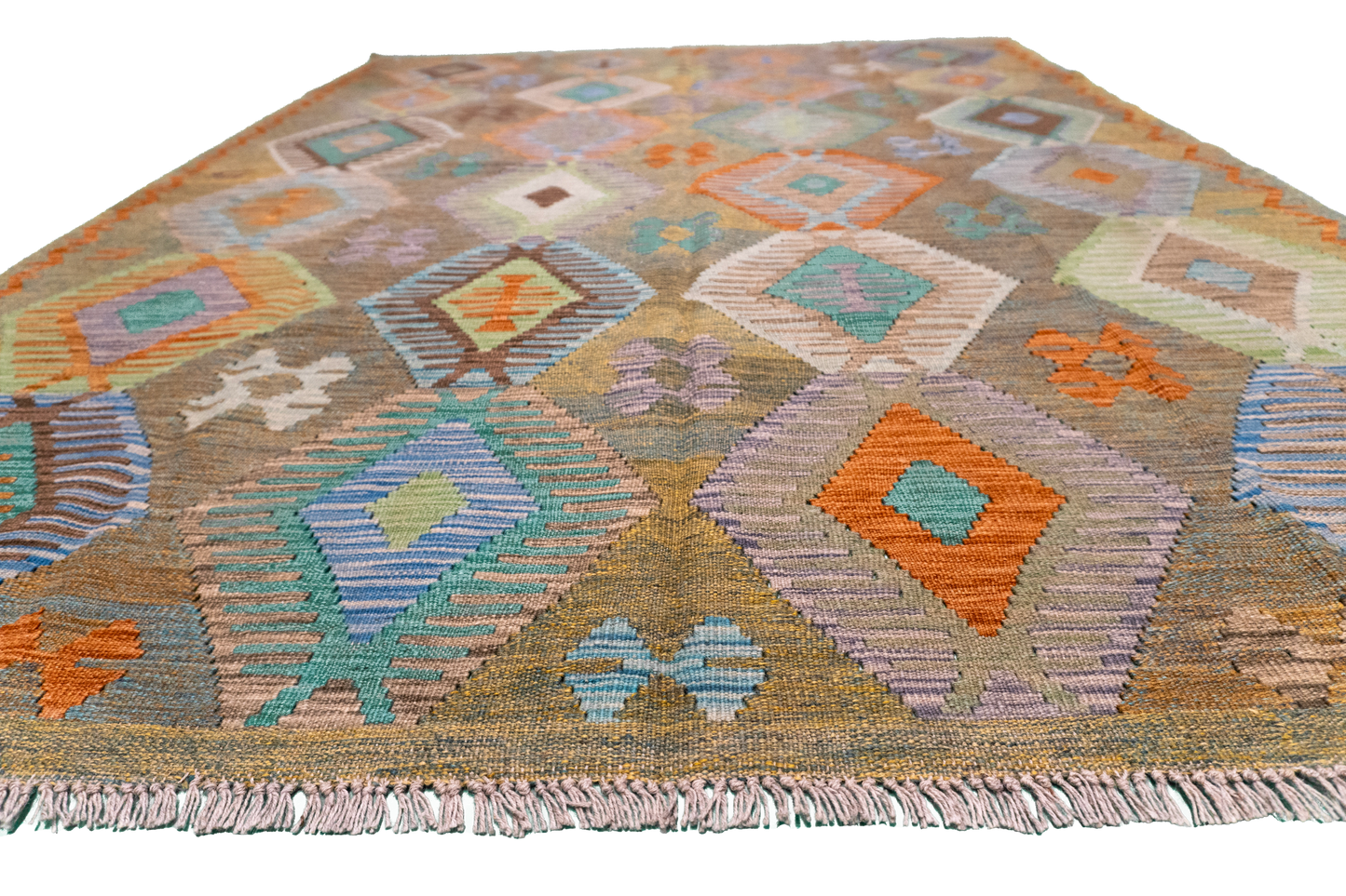 W 5.9 L 8.1 Kilim 100% Wool Hand-Woven All-Over Design - 63955