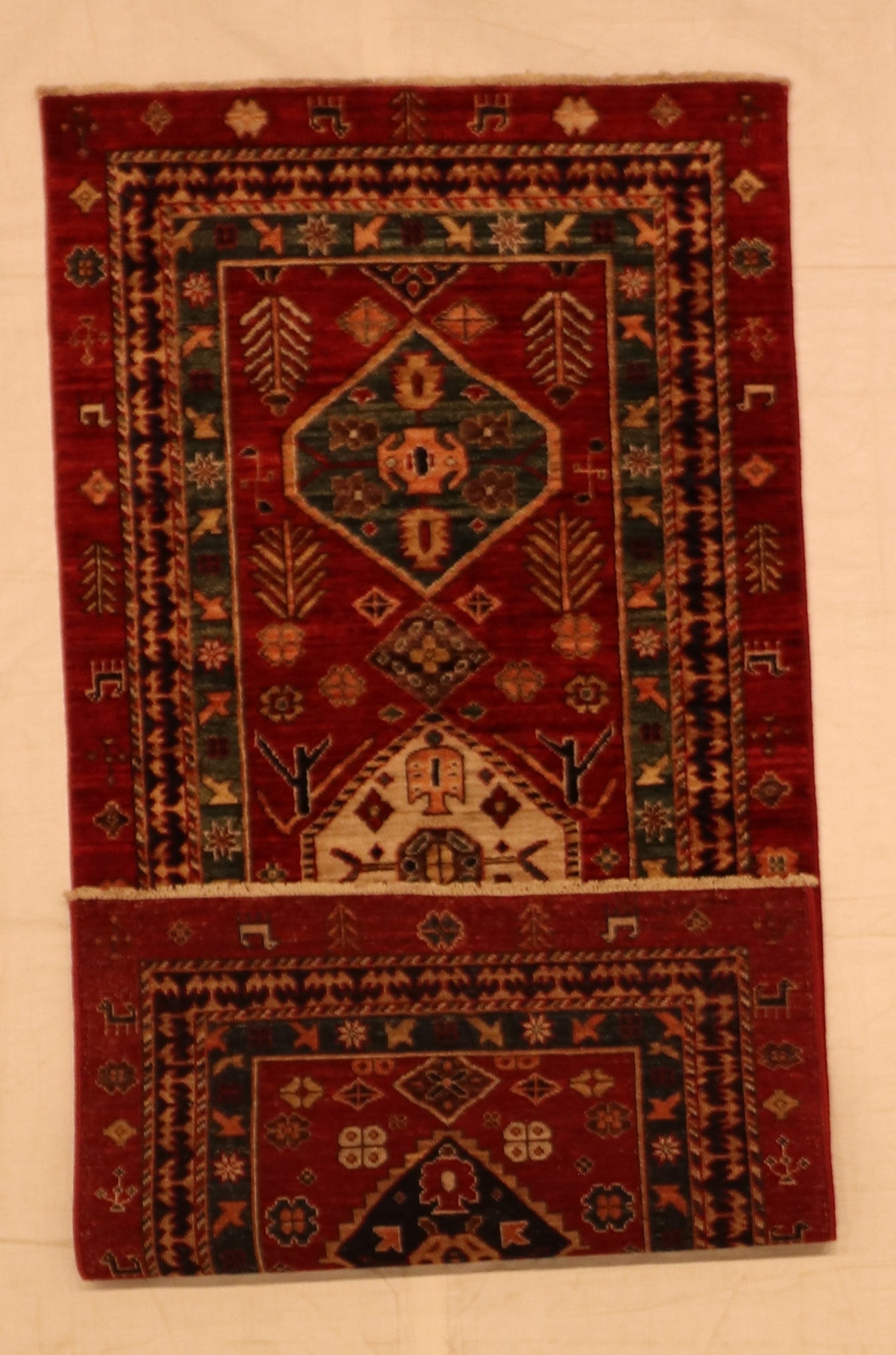 W 2.9 L 6 Lori Runner 100% Wool Hand-Woven All Over Design - 64212