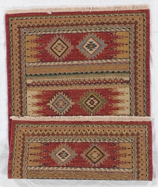 3x5 - Karajeh Fine/Wool Geometric Rectangle - Hand Knotted Rug