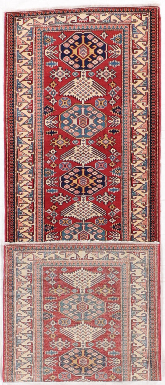 2.9 x 9.1 Runner - Kazak Fine Geometric Rectangle - Hand Knotted Rug — 64650