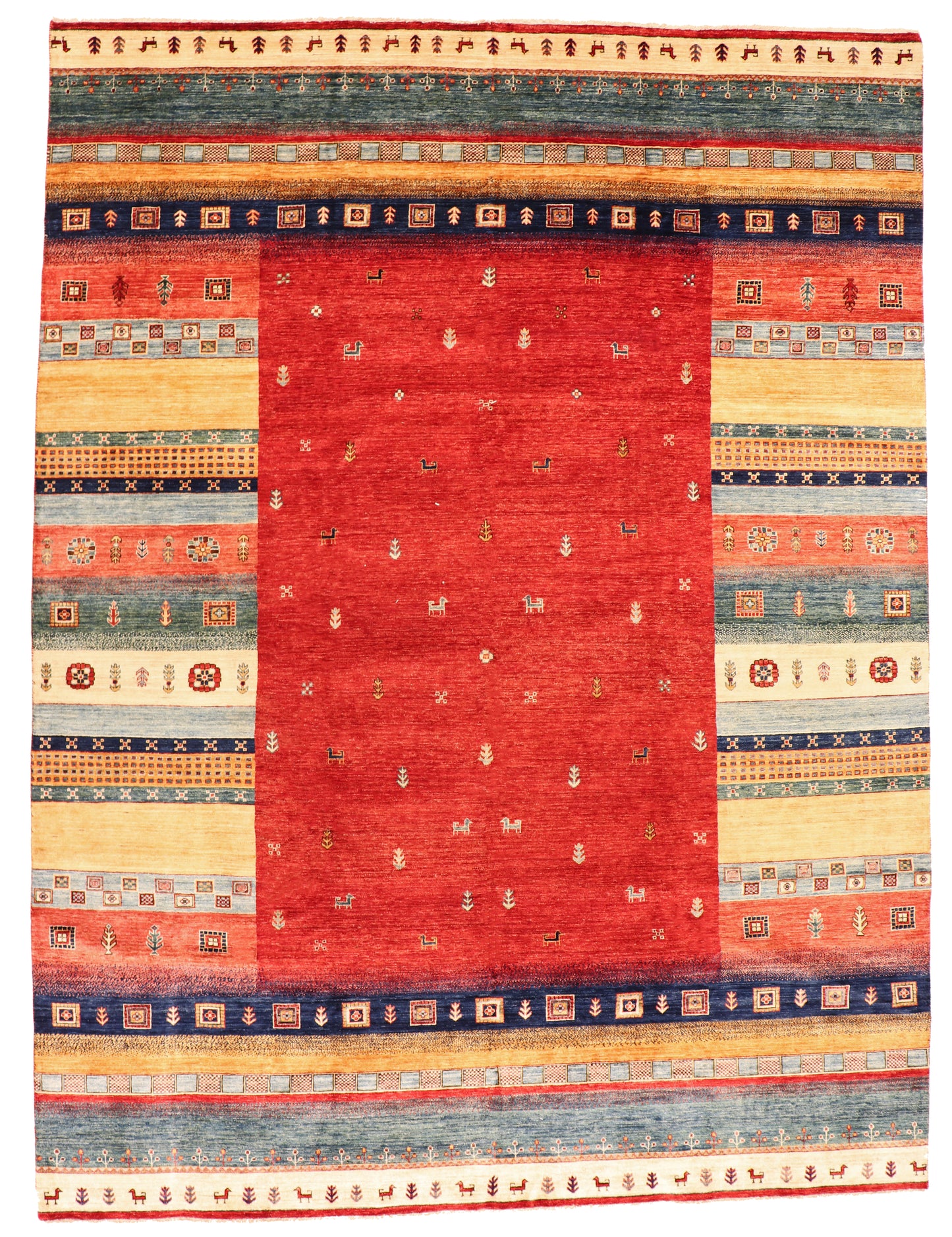 W 9.7 L 13 Atash 100% Wool Hand-Woven All Over Design - 64669