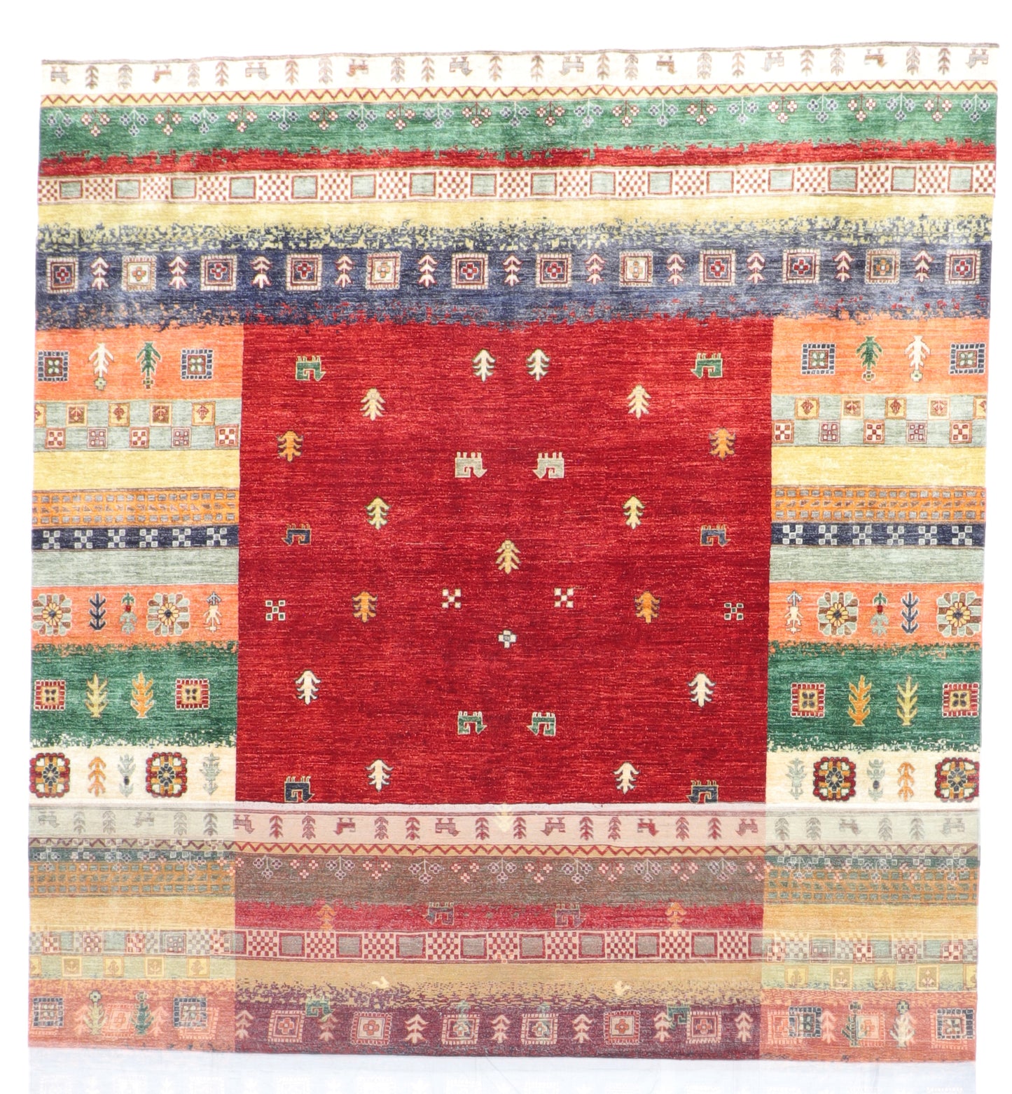 W 8.11 L 11.11 Gabbeh 100% Wool Hand-Woven All Over Design - 64933