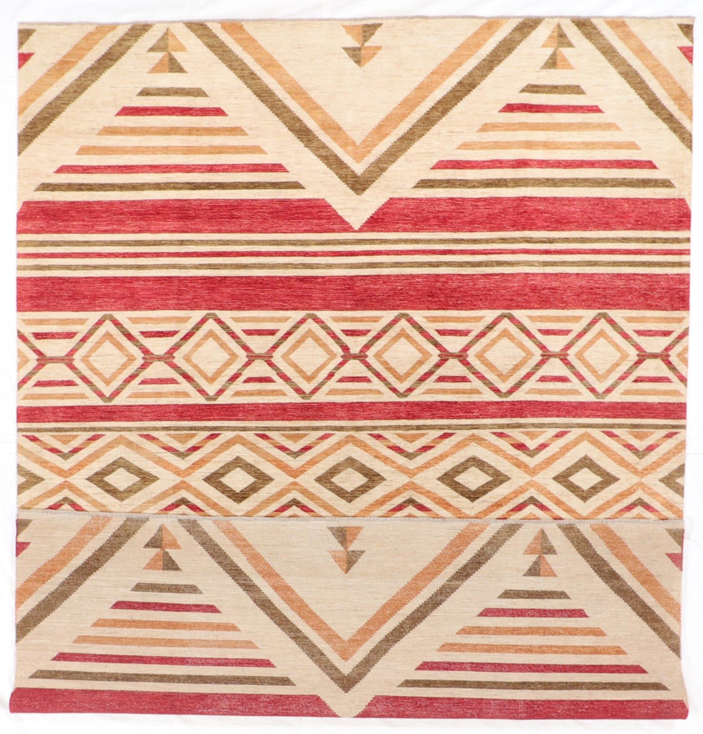 W 9 L 12.2 Mountain Modern 100% Wool Hand-Woven All Over Design - 64937