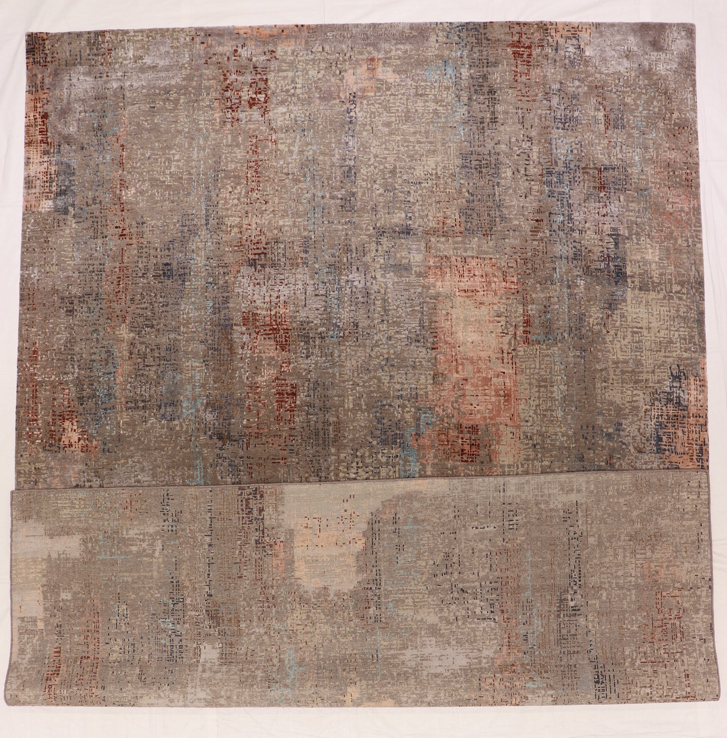 W 9 L 12 Modern Silk And Wool Blend Hand-Woven All Over Design - 64998