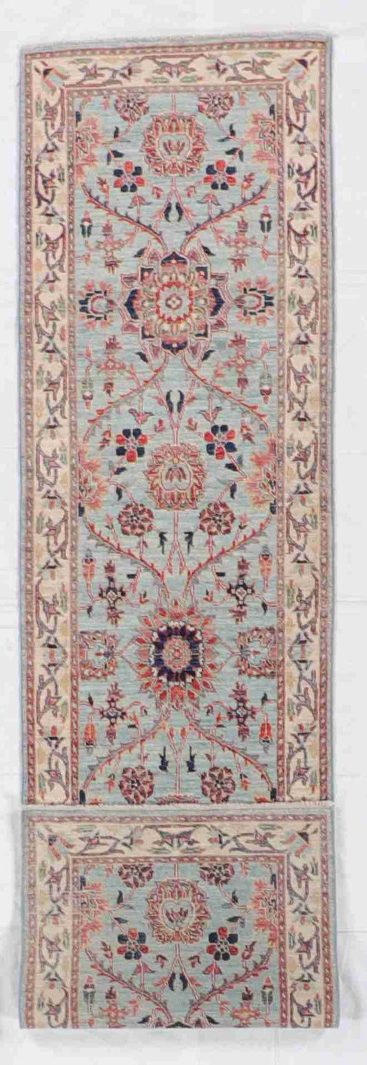 W 2.5 L 9.4 Mahal Runner 100% Wool Hand-Woven All Over Design - 65415